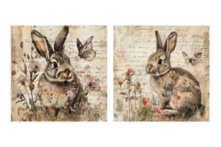 Vintage Bunny Pages Graphic Backgrounds By purplepalette 6
