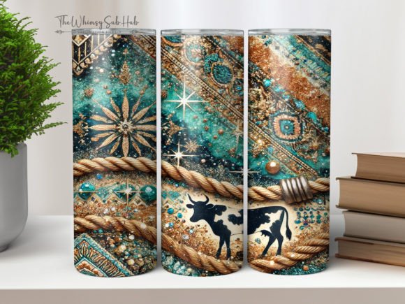 Western Glitter 20 Oz Skinny Tumbler PNG Graphic Print Templates By TheWhimsySubHub