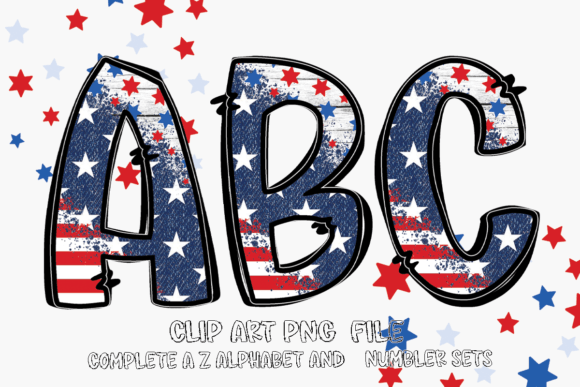 4th of July Alphabet Sublimation PNG Graphic Crafts By Abell Design