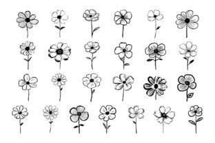 50 Flower Doodles Procreate Stamps Gráfico Pinceles Por ProcreateSale 5