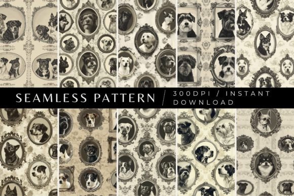 Antique Dog Frames Patterns Graphic Patterns By Inknfolly