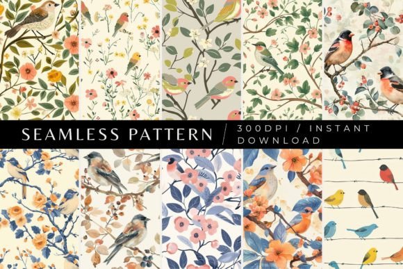 Aviary Delight Seamless Patterns Graphic Patterns By Inknfolly