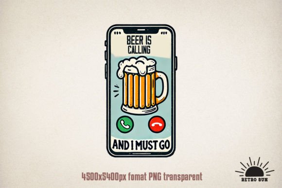 Beer is Calling... and I Must Go, International Beer Day Sublimation Graphic Grafik T-shirt Designs Von Retro Sun