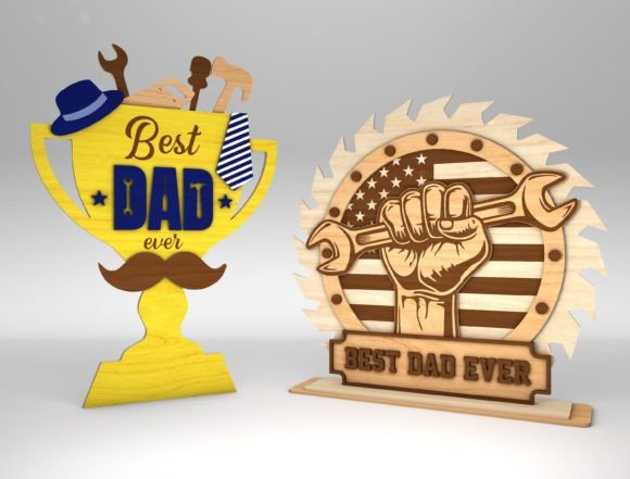 Best Dad Ever Trophy Sign SVG Graphic Print Templates By SwallowbirdArt