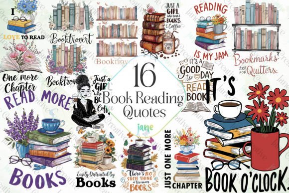 Book Reading Quotes Sublimation Clipart Graphic Illustrations By JaneCreative