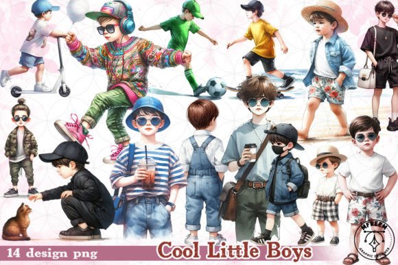Cool Little Boys Clipart PNG Graphic Illustrations By mfreem