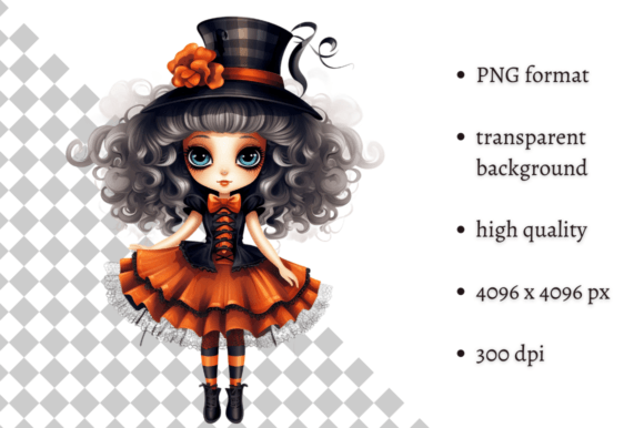 Cute Halloween Girl PNG Clipart Graphic Illustrations By MashMashStickers