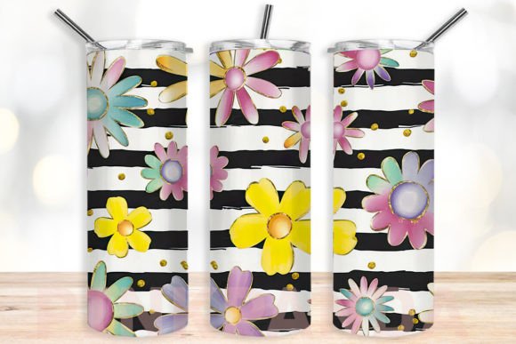 Daisy Floral Doodle Tumbler Wrap Png Graphic Crafts By PinkPanda