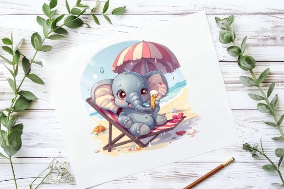 Elephant Watercolor Clipart, JPG 6S-24 Illustration Illustrations Imprimables Par SWcreativeWhispers