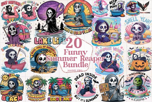 Funny Summer Reaper Bundle Clipart PNG Graphic Crafts By VictoryHome