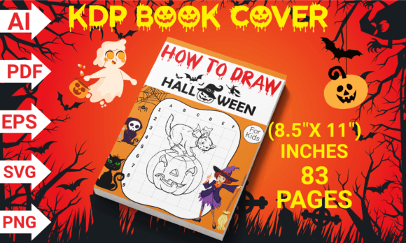 Halloween How to Draw Book Cover Illustration Pages et livres de coloriage pour enfants Par Merch Creative