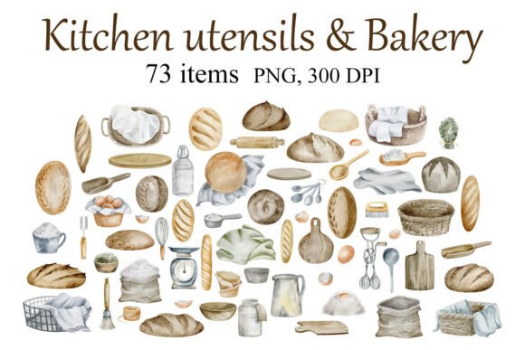 Kitchen Utensils & Bakery Clipart, PNG Graphic Icons By baturae7112