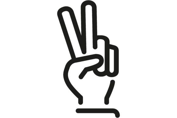 Line Icon of Hand Showing Victory Sign. Graphic Icons By pch.vector