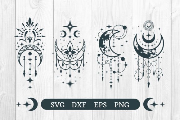 Mandala Moon Mystical SVG, Magic, Boho Grafik Druck-Vorlagen Von dadan_pm