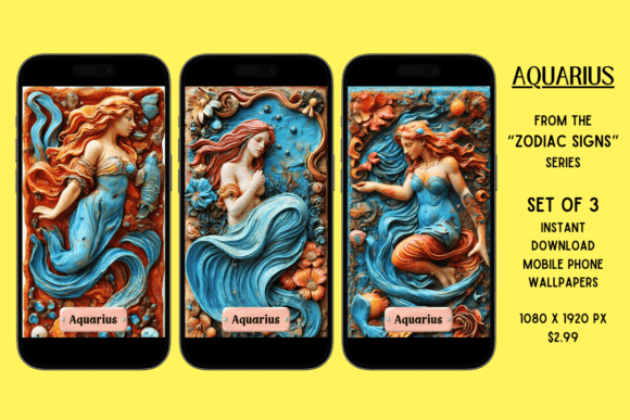 Mobile Phone Wallpapers (Aquarius) Graphic AI Graphics By Douglas DeLong