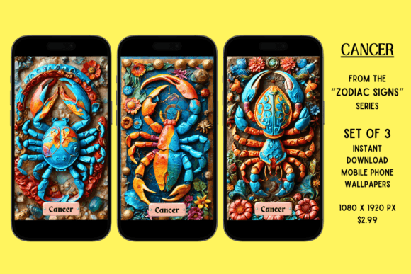 Mobile Phone Wallpapers (Cancer) Graphic AI Graphics By Douglas DeLong
