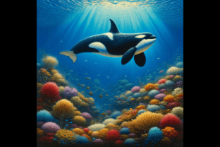 Orca's Coral Wonderland Illustration Illustrations AI Par sherovacreations 1