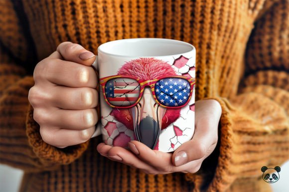 Patriotic Flamingo 3D Mug Wrap Grafik Plotterdateien Von Pandastic
