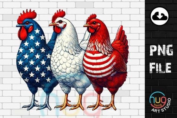 Patriotic USA Chicken PNG, 4th of July Graphic T-shirt Designs By HugHang Art Studio