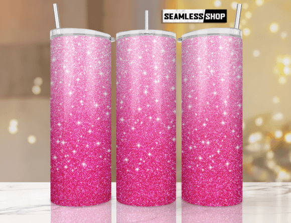 Pink Glitter Ombre Tumbler Wrap PNG Afbeelding Afdruk Sjablonen Door SeamlessShop