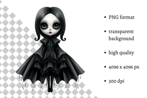 Spooky Gothic Doll PNG Clipart Graphic Illustrations By MashMashStickers