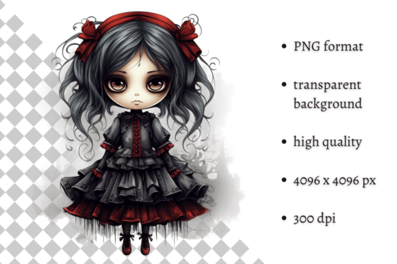 Spooky Gothic Doll PNG Clipart Gráfico Ilustraciones Imprimibles Por MashMashStickers
