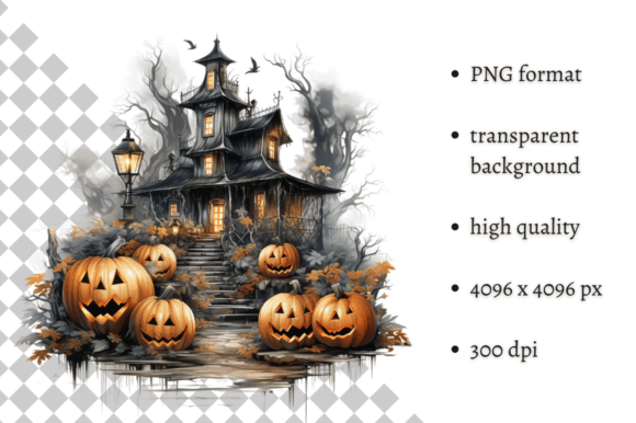 Watercolor Spooky Halloween PNG Clipart Gráfico Ilustraciones Imprimibles Por MashMashStickers