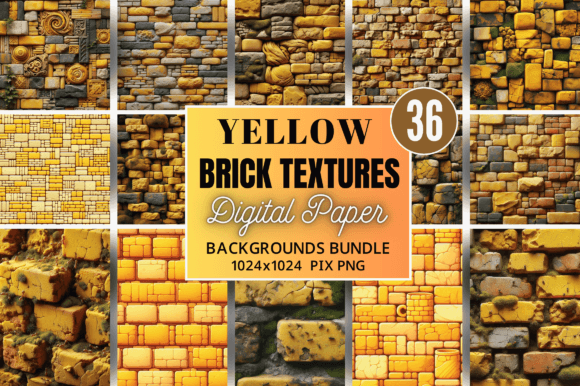 Yellow Brick Textures Digital Paper Gráfico Fondos Por Craft Fair