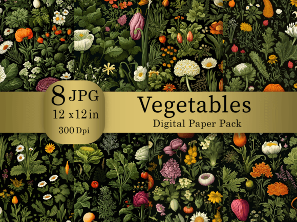 Vegetables Digital Paper Pack Graphic Patterns By Art.X