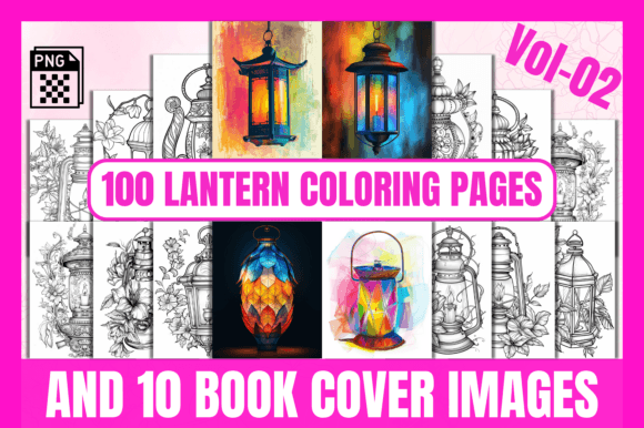 100 Lantern Coloring Pages Vol-2 Grafik Ausmalseiten & Malbücher für Erwachsene Von POD Resources