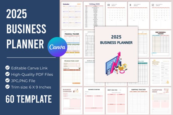 2025 Business Planner Canva Template Graphic KDP Interiors By MR ART
