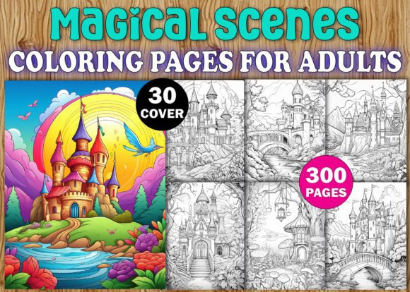 300 Magical Scenes Coloring Pages - KDP Graphic Coloring Pages & Books Adults By KDP TEMPLATES ART