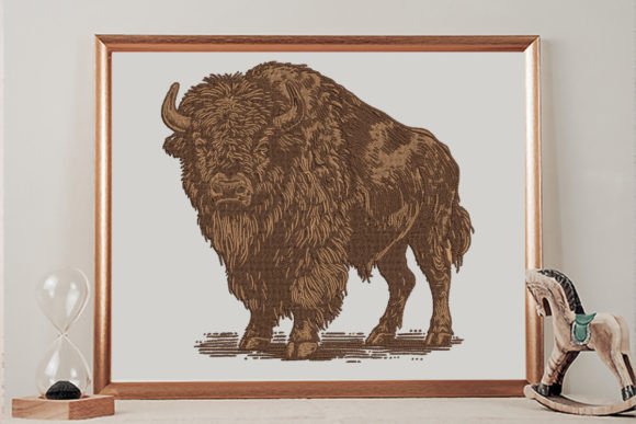 A Bison Wild Animals Embroidery Design By wick john
