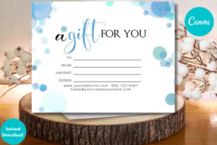 Blue Gift Voucher Card Canva Templa Grafika Szablony do Druku Przez Dragonfly Printables 4