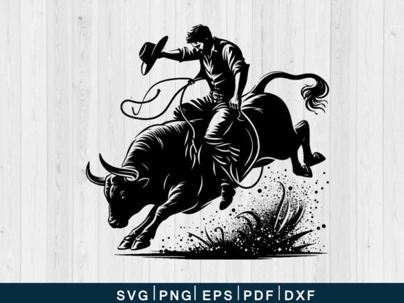 Bull Riding Svg Vector Silhouette File Gráfico Manualidades Por shikharay410