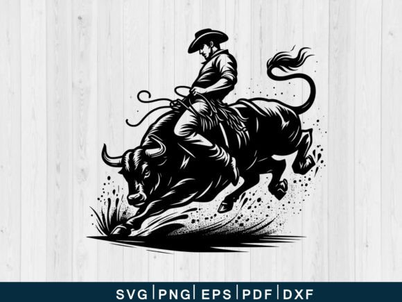 Bull Riding Svg Vector Silhouette File Graphic Crafts By shikharay410