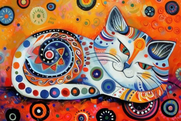 Colorful Abstract Cat Artwork Gráfico Fondos Por Sun Sublimation