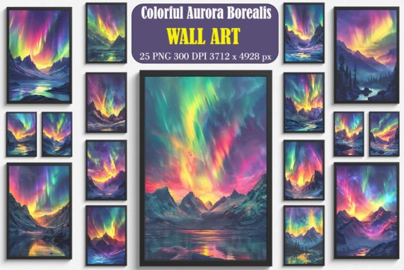 Colorful Aurora Borealis Wall Art Gráfico Fondos Por Ricco Art