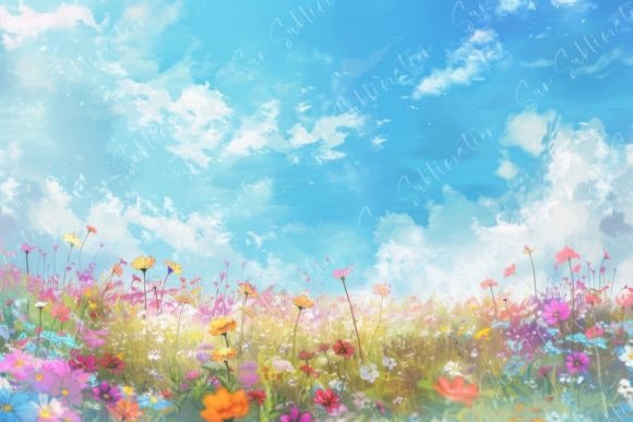 Colorful Flower Field Graphic Backgrounds By Sun Sublimation