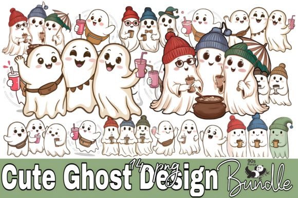 Cute Ghost Design Bundle Graphic Crafts By 90s Panda