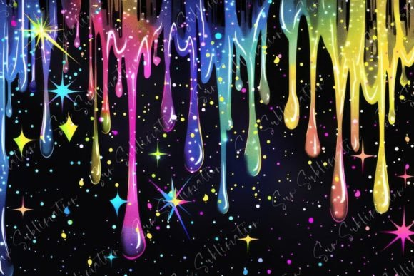 Dripping Rainbow Stars Graphic Backgrounds By Sun Sublimation
