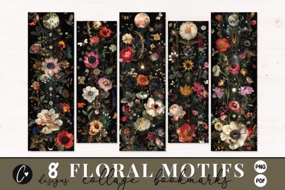 Floral Motifs Collage Bookmark Designs Graphic Crafts By Christine Fleury