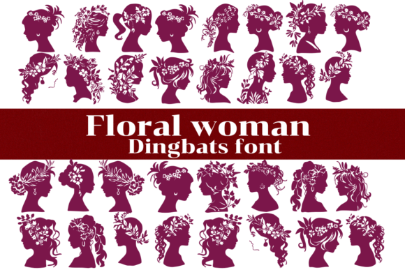 Floral Women Dingbats-Schriftarten Schriftart Von Nongyao