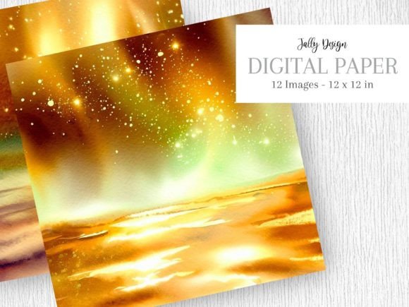 Golden Aurora Borealis & Shiny Glitter Grafik Hintegründe Von jallydesign