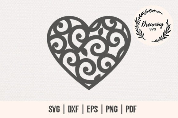 Heart with Swirls SVG - Swirl Heart SVG Illustration Illustrations Imprimables Par DreamingSVG