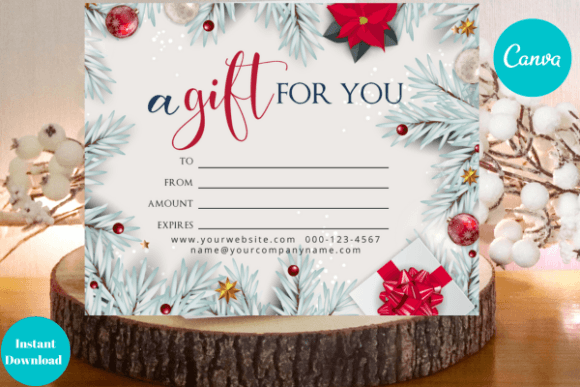 Holiday Gift Card Canva Template Graphic Print Templates By Dragonfly Printables