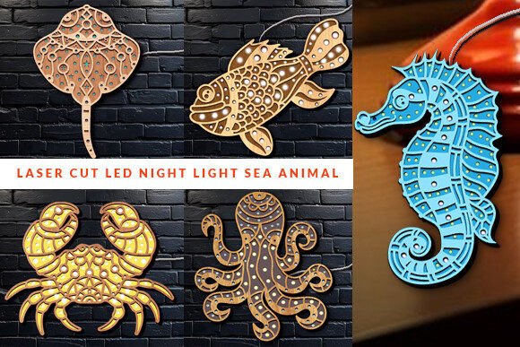 Laser Cut Led Light Sea Animal Bundle Graphic 3D SVG By Art Hub