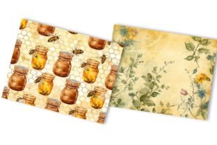 Neutral Flower Bees Junk Journal Paper Graphic Backgrounds By busydaydesign 6