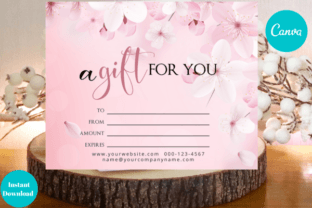 Pink Floral Gift Card Canva Template Grafika Szablony do Druku Przez Dragonfly Printables 1