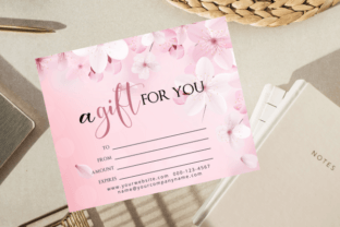 Pink Floral Gift Card Canva Template Grafika Szablony do Druku Przez Dragonfly Printables 2